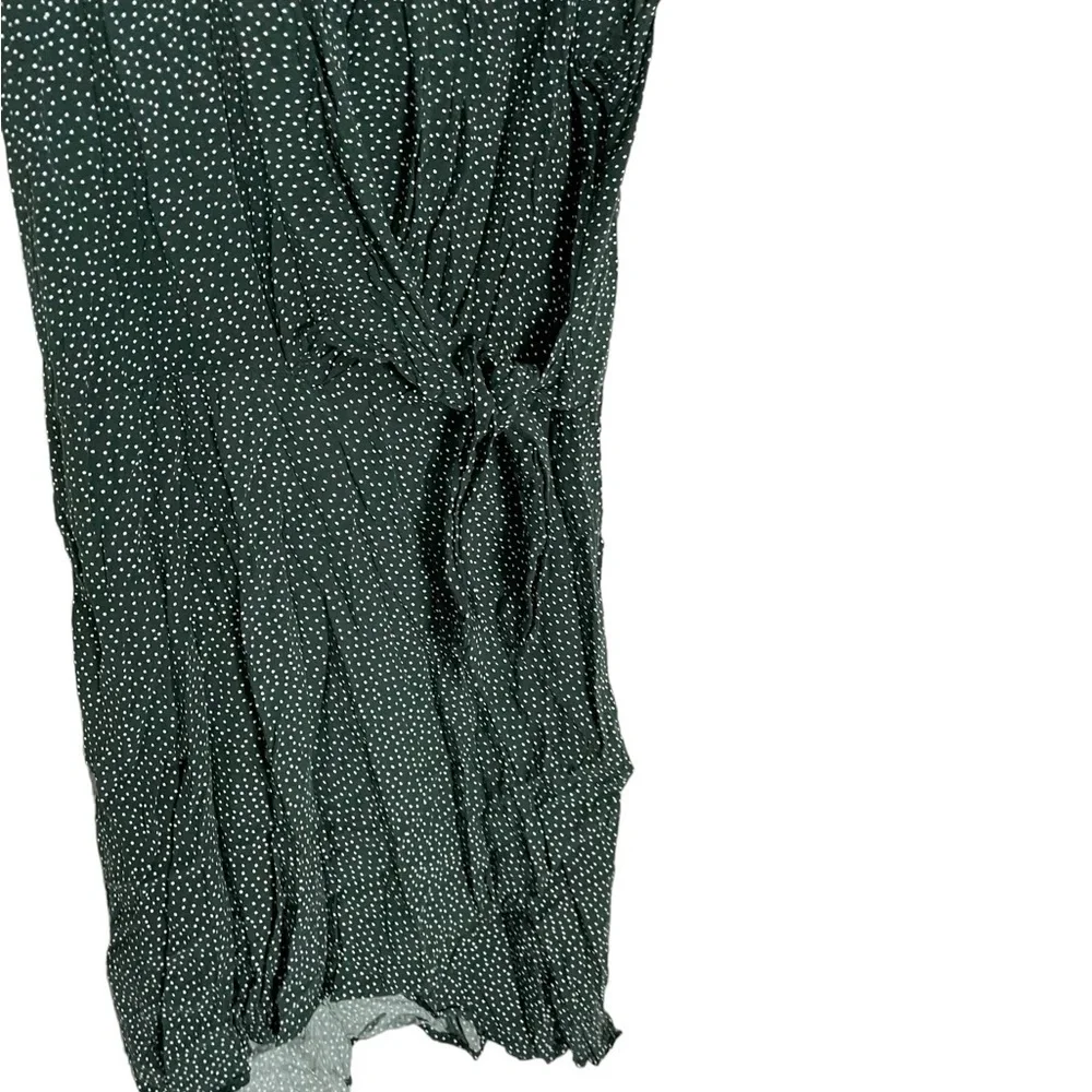 Loft Micro Polka Dot Green Tie Side Dress 0